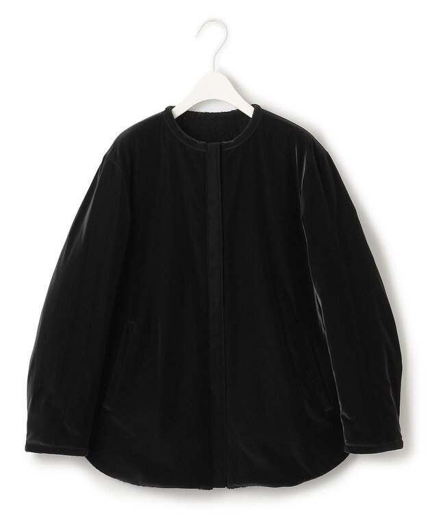 ICB 【リバーシブル着用可能】 ラミネートパイルキルト ミドル丈コート ブラック系