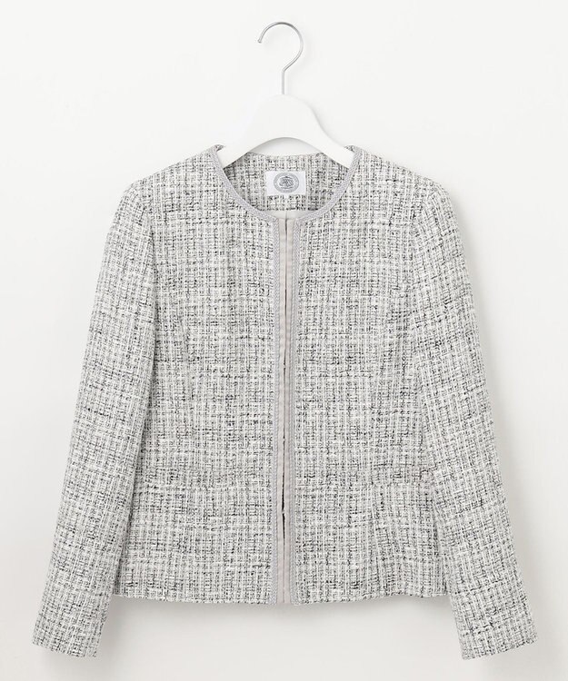 J.PRESS LADIES 【セットアップ対応】ファンシーツイード ノーカラー ジャケット ホワイト系
