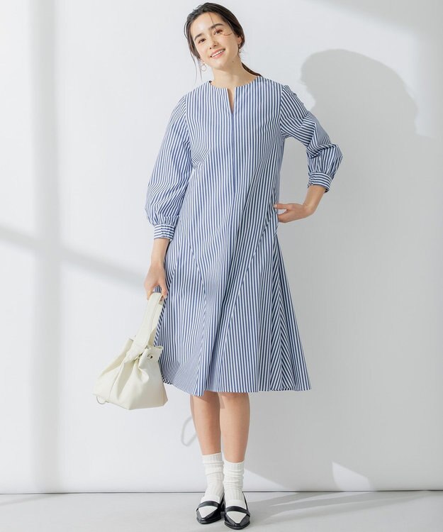 組曲 【洗える】Co/Nyブロード ワンピース ネイビー系1