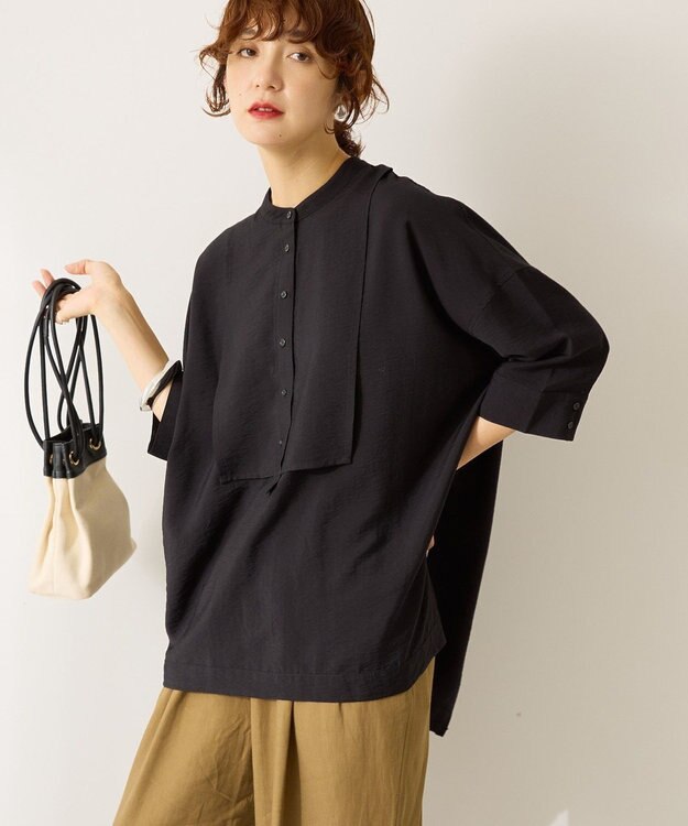 AMERICAN HOLIC 【WEB限定】接触冷感バンドカラーシャツチュニック Black