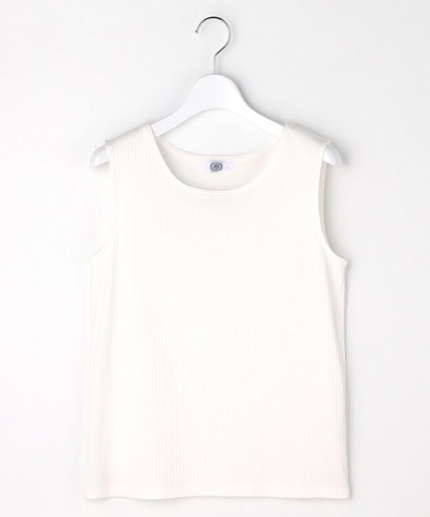 J.PRESS LADIES S 針抜きフライス ノースリーブ カットソー ホワイト系