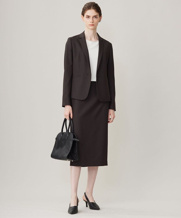 ICB 【洗える】プロヴィスウールツイル テーラードジャケット チャコール系