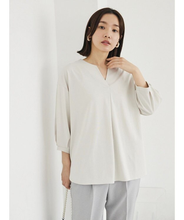 Green Parks ＢＰスキッパー七分袖カットプルオーバー Light Beige