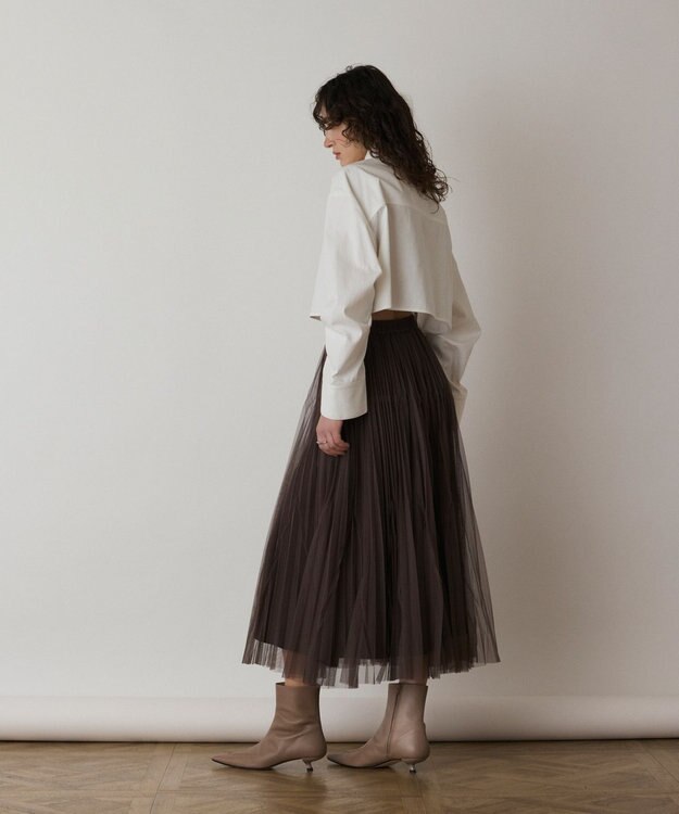 GRACE CONTINENTAL チュールマチプリーツスカート ブラウン