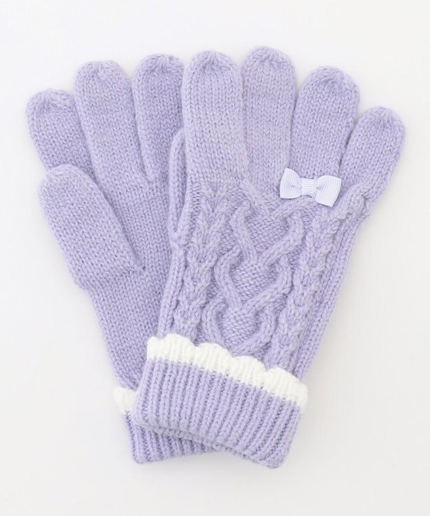 ANY KIDS ケーブルニット手袋 ライラック