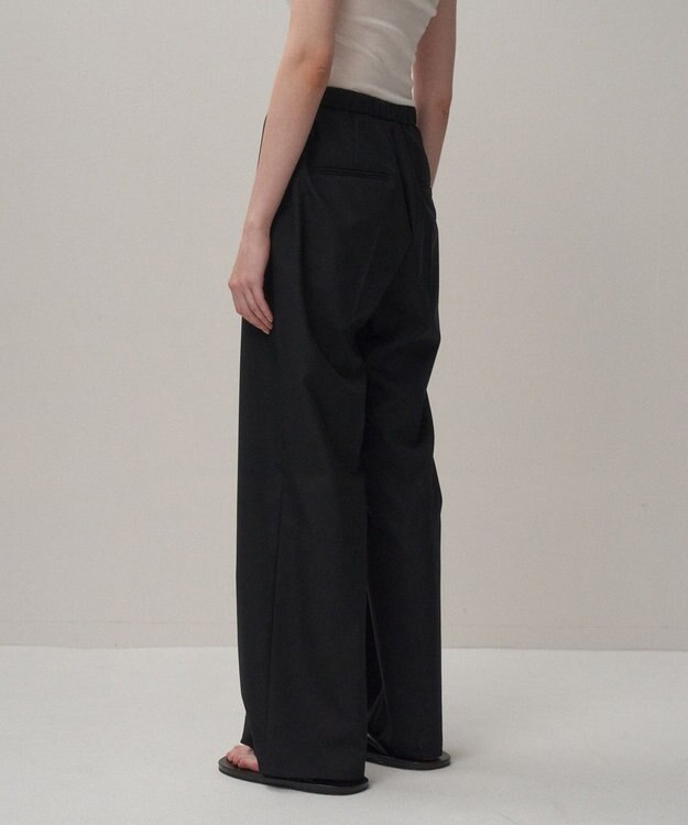 ATON WOOL TROPICAL | ピンタックイージーパンツ BLACK