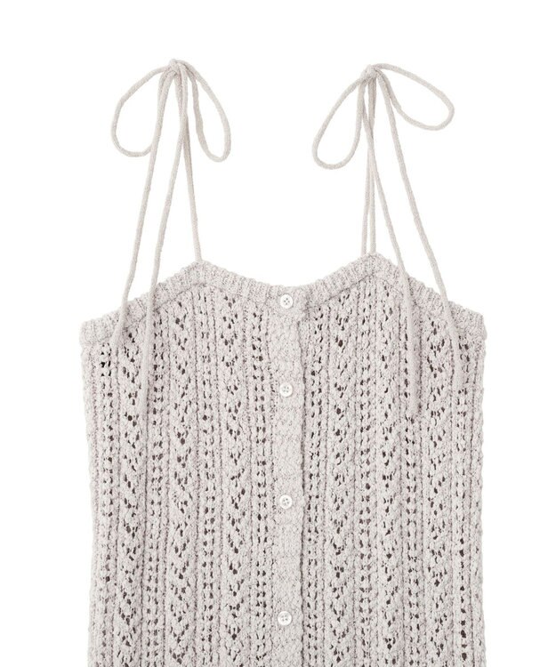 earth music&ecology 【予約】透かし編みニットキャミビスチェ ライトグレー