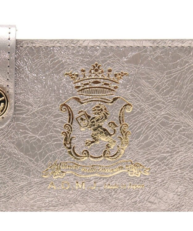 A.D.M.J. 【牛革】イタリアンレザークラックメタルスリムウォレット プラチナ