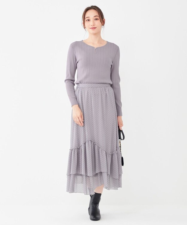 ANY SIS 【洗える】ティアードプリント スカート ラベンダー