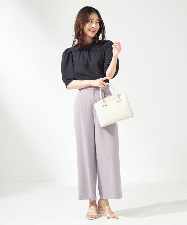 ANY SIS 【洗える】シアーストライプ ブラウス ネイビー