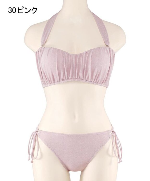 San-ai Resort（三愛水着楽園） 軽い着け心地でしっかり盛れる【楽盛り水着】　ラメギャザーワイヤー水着　9M　【San-ai Resort（サンアイリゾート）】 ピンク