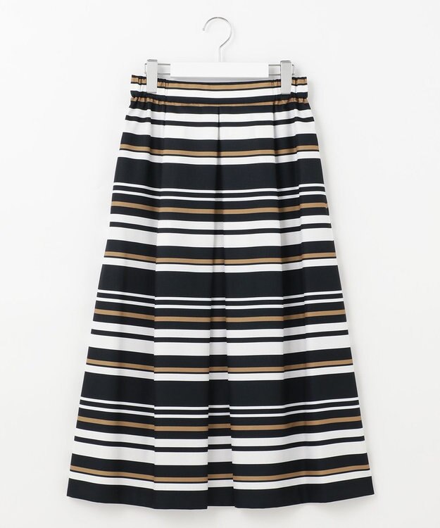 自由区 【接触冷感・速乾・UVカット・撥水・防シワ】リネンライクツイル タックスカート ネイビー系1