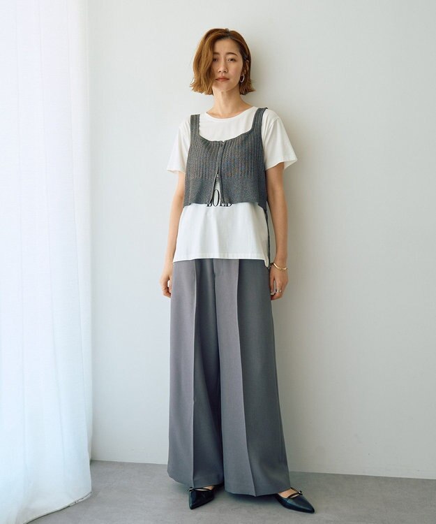 YECCA VECCA ZIPニットビスチェ Silver