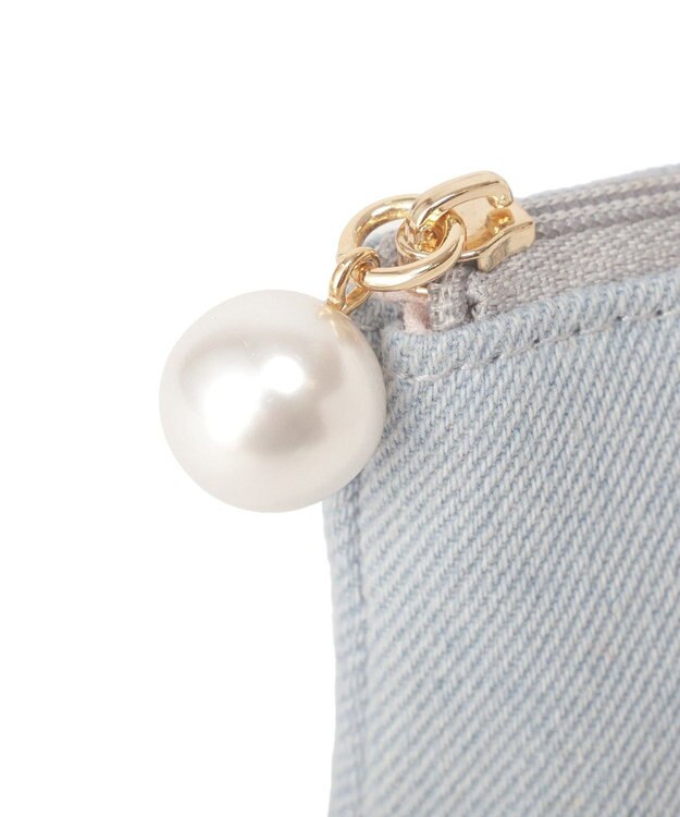 Maison de FLEUR ラインストーンデニムポーチ Light Blue