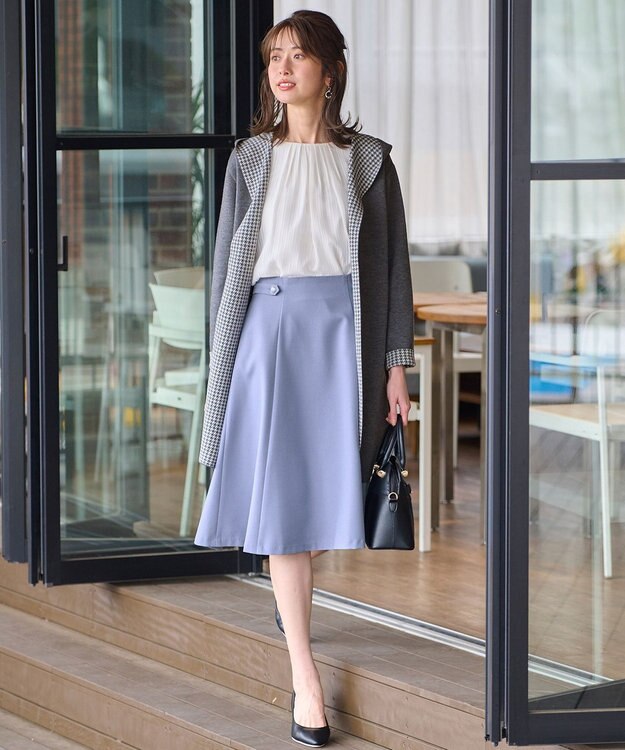 ANY SIS S 【AIコラボ】サイドボタンフレア スカート ライトブルー