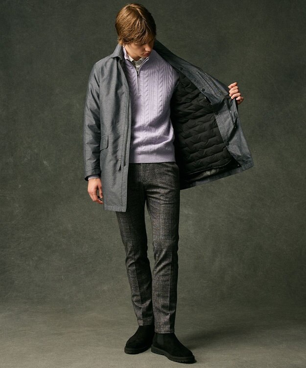 JOSEPH ABBOUD 【外せるダウンライナー/軽量】2WAYインターレース ダウンコート グレー系