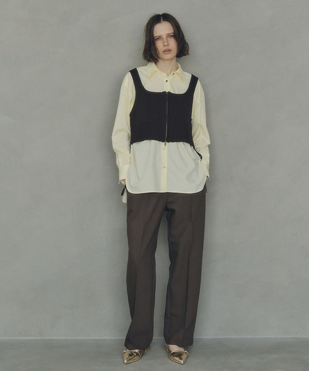 YECCA VECCA ZIPニットビスチェ Brown