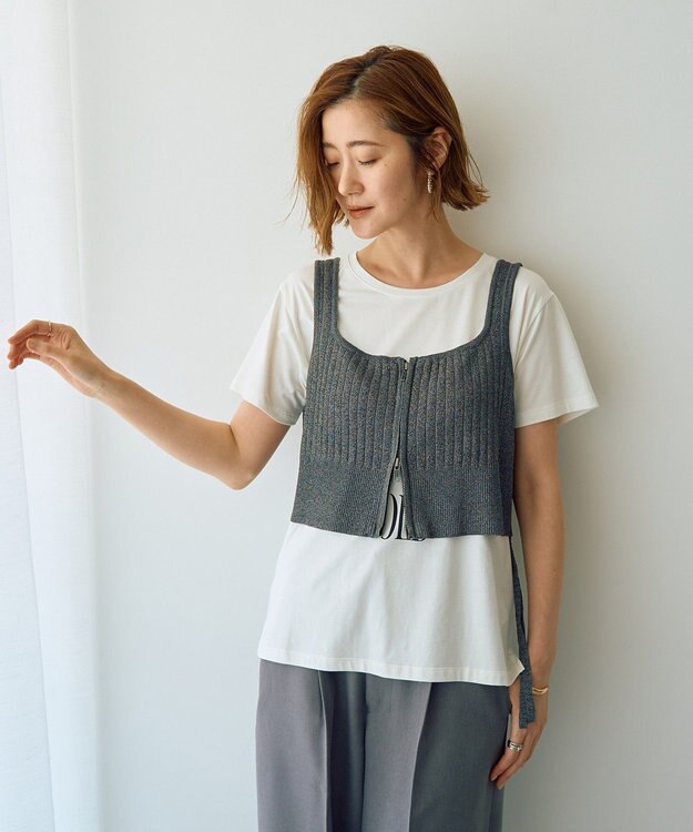 YECCA VECCA ZIPニットビスチェ Silver