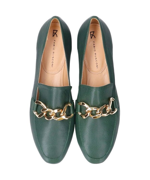 INTER-CHAUSSURES 【FABIO RUSCONI】ラウンドトウサケットチェーンローファー グリーン