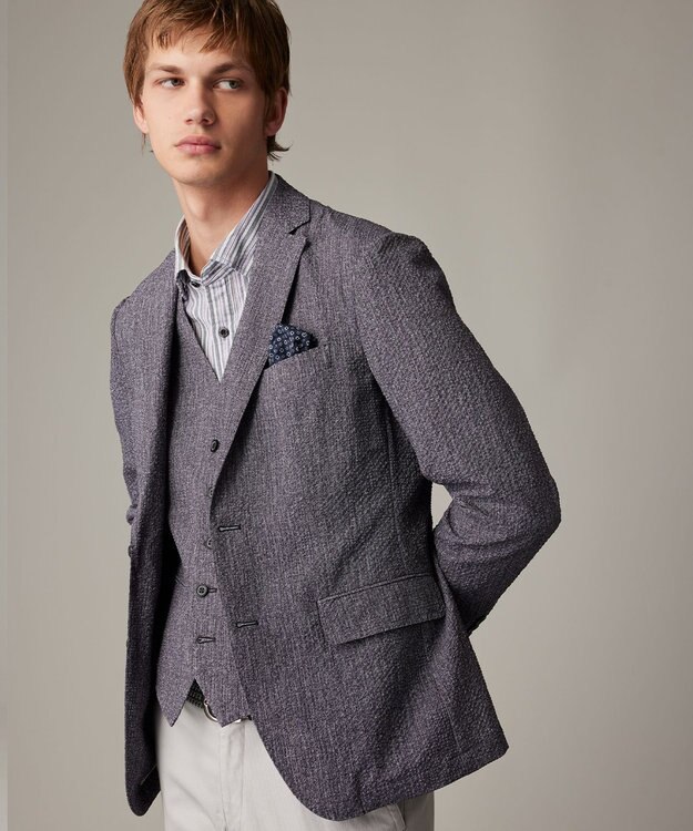 JOSEPH ABBOUD 【オーガニックコットン使用】 オーガニックコードストライプ シャツ ネイビー系1