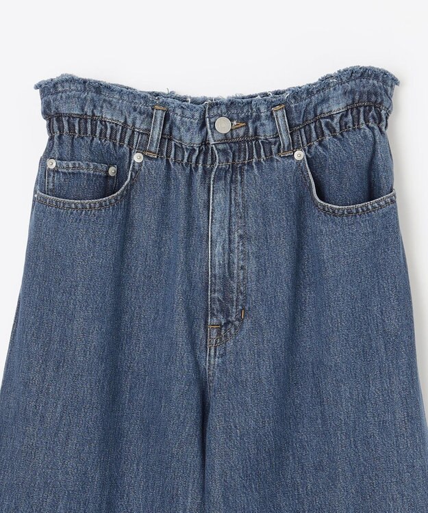 NAVE 【ReNAVE・洗える/軽量】ライトデニム ウエストギャザーパンツ ブルー系