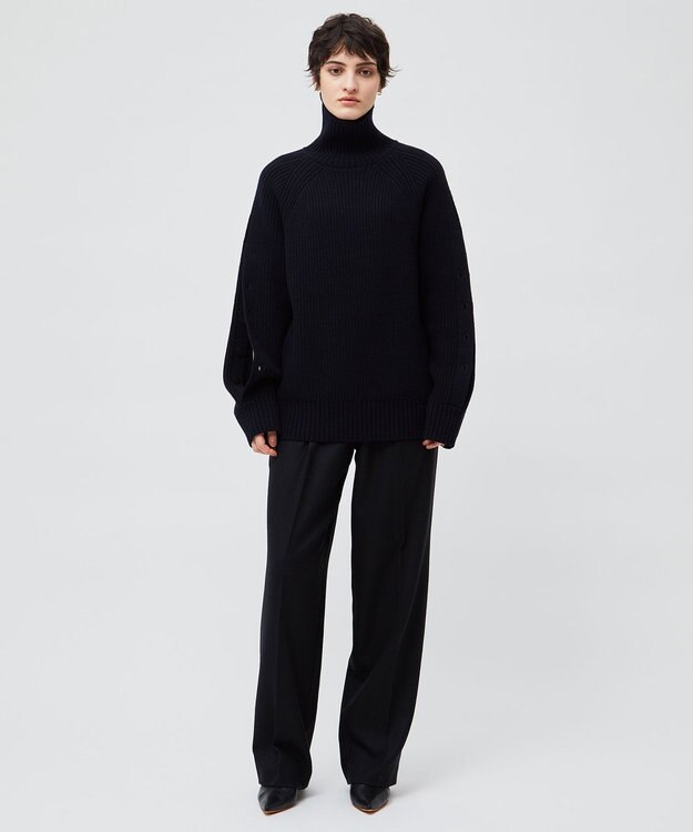 BEIGE， TERNES / フロントジップワイドパンツ Black