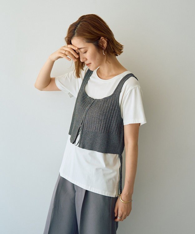 YECCA VECCA ZIPニットビスチェ Silver