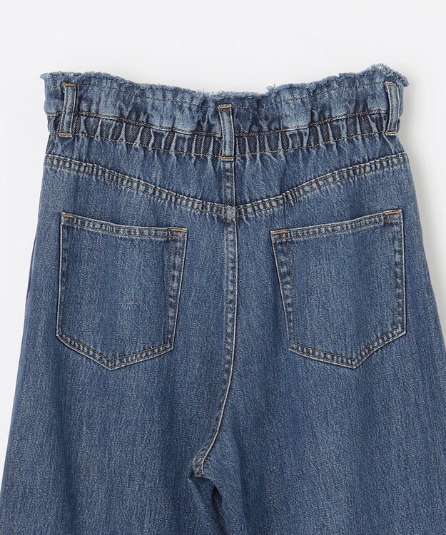 NAVE 【ReNAVE・洗える/軽量】ライトデニム ウエストギャザーパンツ ブルー系