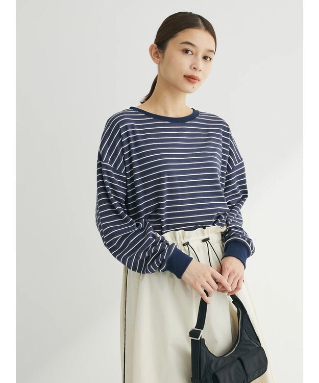 Green Parks マシュマロタッチボーダープルオーバー Navy