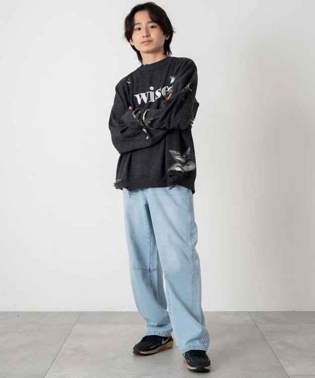 WEGO 【キッズITEM】イージーバレルレッグデニムパンツ（JUNIOR） デニム淡色