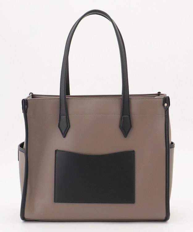 Y'SACCS リサイクルレザー　バインダーA4トートバッグ グレージュ×ブラック