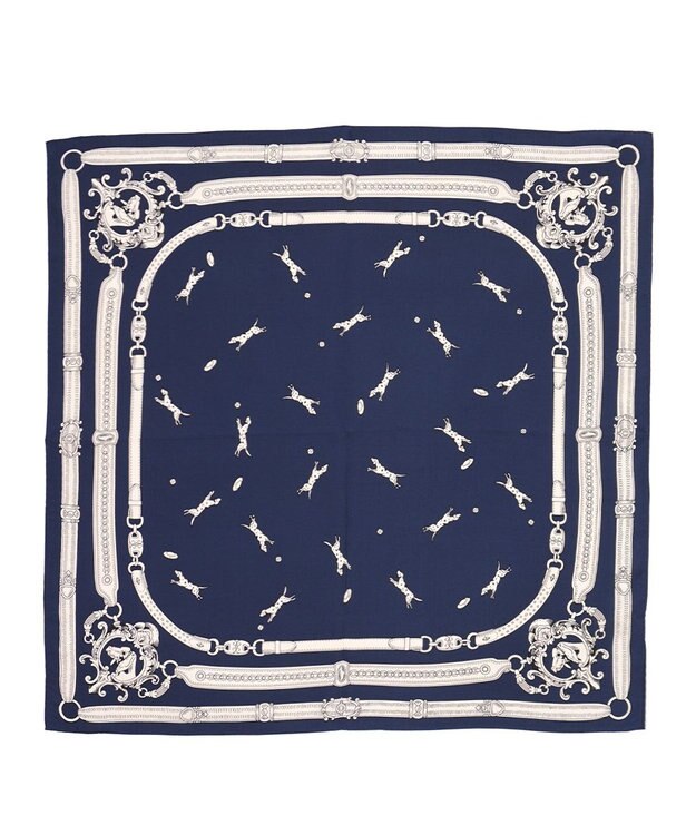 Marca 【Marcaオリジナル】ドッグ 小判 シルクツイル スカーフ ネイビー