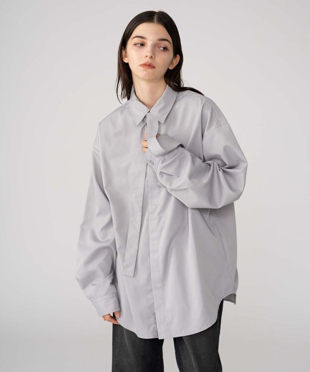 WEGO 【ユニセックス着用ITEM/MLサイズ展開】TRボウタイシャツ（LS） グレー