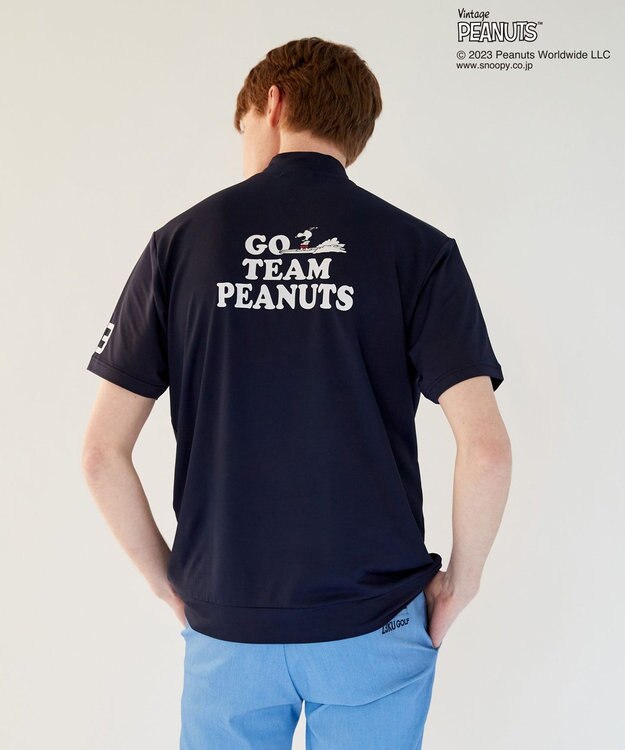 23区GOLF 【PEANUTS】【MEN】スヌーピーコラボ モックネックシャツ ネイビー系