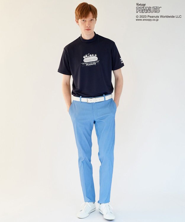 23区GOLF 【PEANUTS】【MEN】スヌーピーコラボ モックネックシャツ ネイビー系