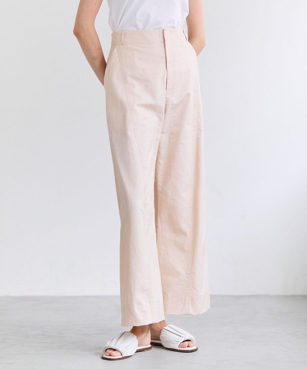 BEIGE， PREHNA / コットンツイル カービーシームワイドパンツ Peach