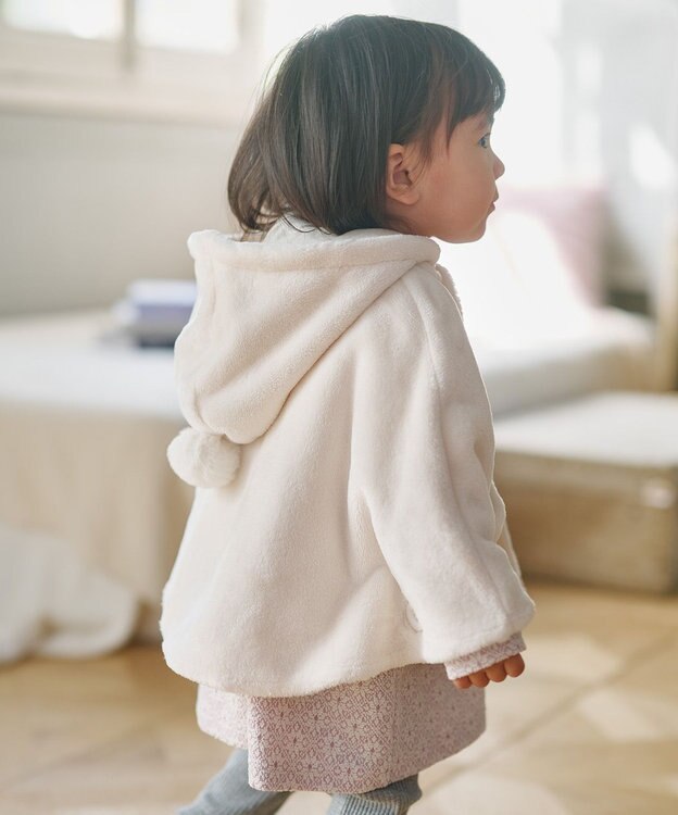 組曲 KIDS 【90㎝】あったかリバーシブルマント アイボリー
