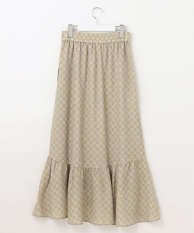 自由区 【洗える・XSサイズあり】アラベスクプリント スカート オリーブイエロー