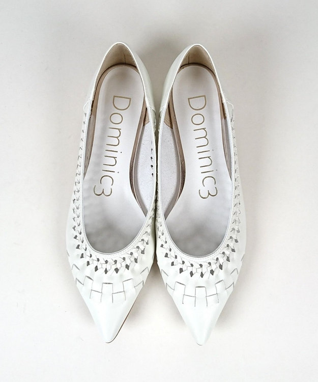 Dominic3 編み込みメッシュ ソフトパンプス ホワイト