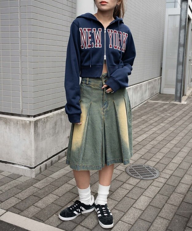 WEGO NEWYORK裏起毛ZIPパーカー ネイビー