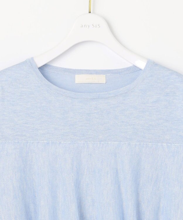 ANY SIS 【洗える】フリルシアー ニット ライトブルー