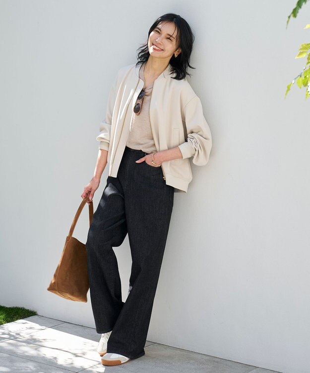 UNFILO 【UNFILO DENIM】撥水ストレッチ ワイドストレートデニム ブラック