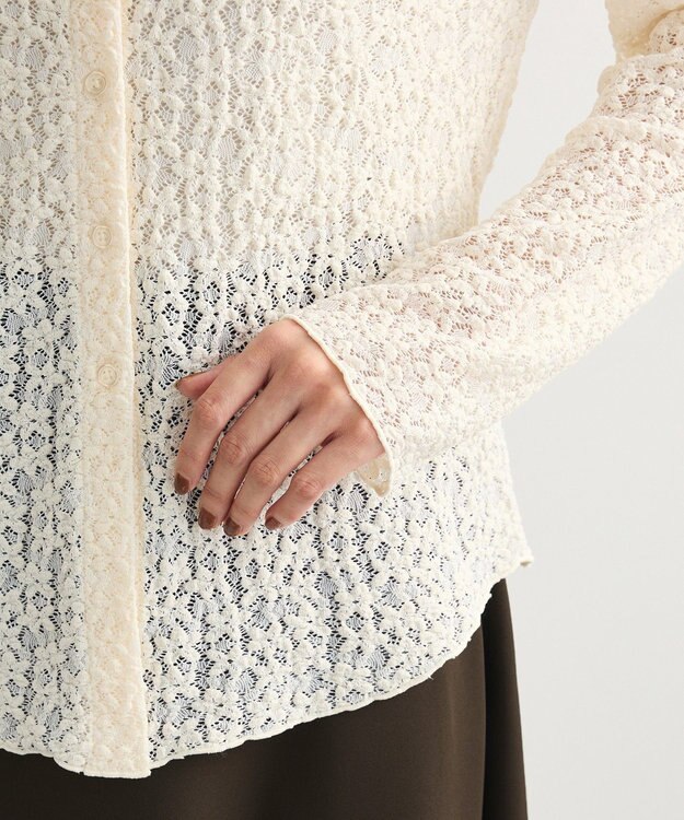 Green Parks カットレースシャツプルオーバー Ivory