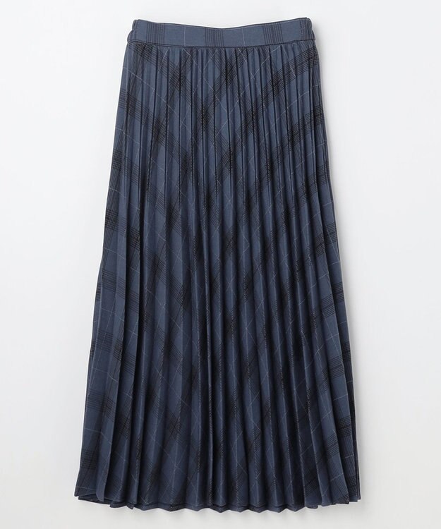 ANY 【新色追加/ウエストゴム】ウーリッシュプリーツスカート ネイビー系チェック