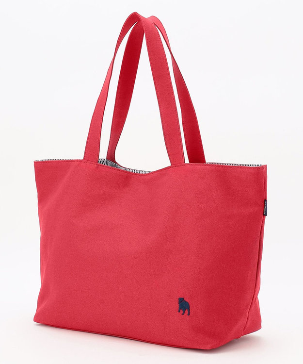 J.PRESS LADIES 【完全受注生産】ポーチ付き キャンバス トートバッグ レッド×ストライプ系