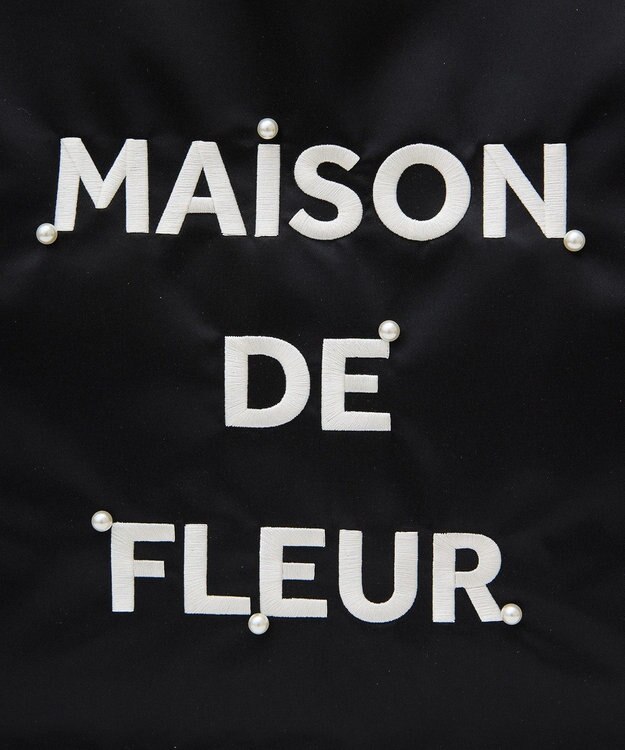 Maison de FLEUR サテンパールブランドロゴ刺繍トートバッグ Black