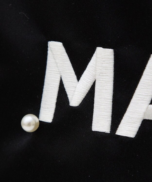 Maison de FLEUR サテンパールブランドロゴ刺繍トートバッグ Black