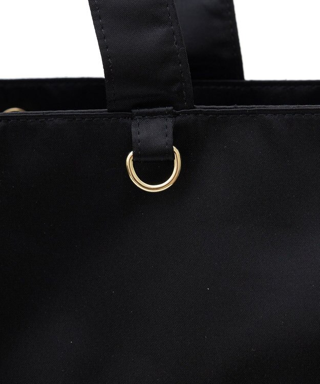 Maison de FLEUR サテンパールブランドロゴ刺繍トートバッグ Black