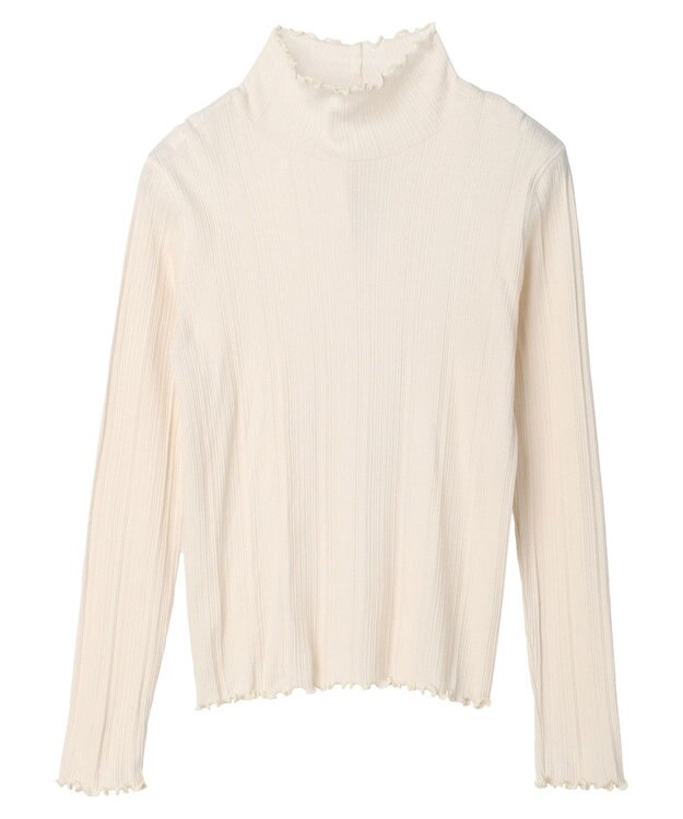 earth music&ecology コットンシアータートルネックプルオーバー Ivory