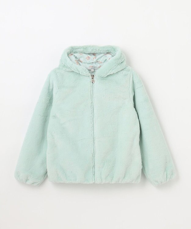 ANY KIDS アニマル耳 フェイクファー ブルゾン ミント×クマ